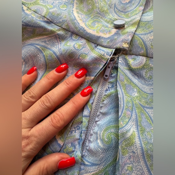 60s Vintage Renaissance Revival Blue Paisley BabyDoll Mini Dress - Picture 9 of 9